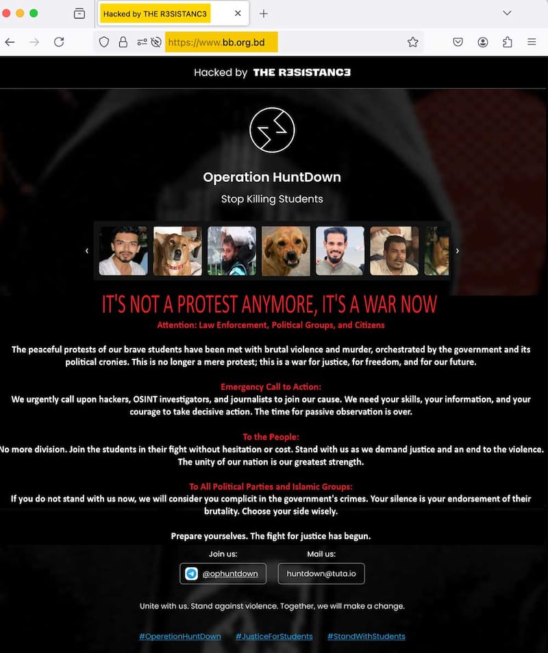 Screenshot of the hacked Bangladesh Bank website, 11 a.m. ET, July 19, 2024. [BenarNews]