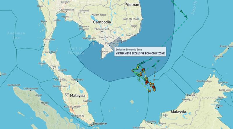 Hasil pantauan pergerakan kapal penjaga pantai China, CCG 5901 dari 29 Desember 2022 sampai 17 Januari 2023. Kapal ini merupakan kapal penjaga pantai terbesar di dunia. [MarineTraffic]