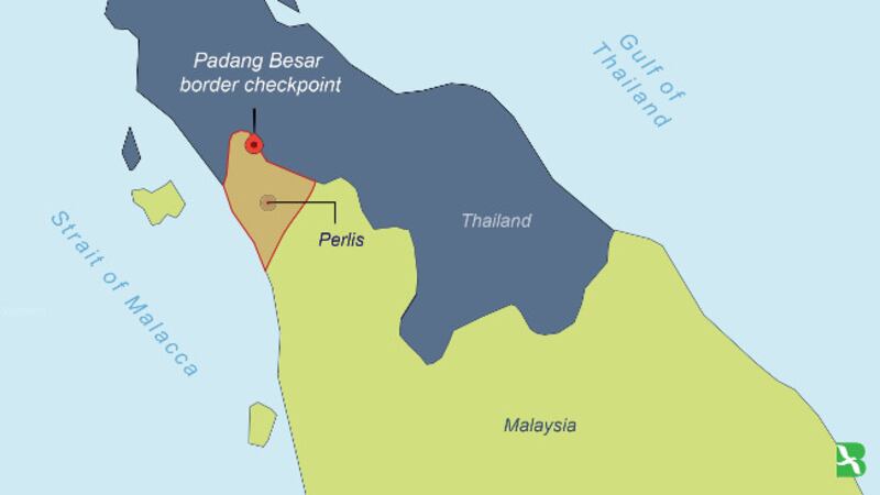 แผนที่ด่านปาดังเบซาร์ รัฐปะลิส ประเทศมาเลเซีย ตามแนวชายแดนไทย-มาเลเซีย (เบนาร์นิวส์)