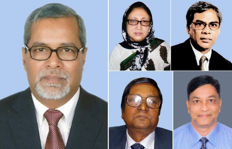 নবনিযুক্ত সিইসি নুরুল হুদাসহ চার কমিশনার। ফাইল ফটো।