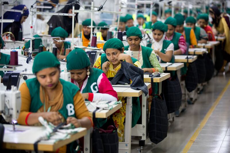 Trainees work at the Snowtex garment factory in Dhamrai, near Dhaka, April 19, 2018. [AP]