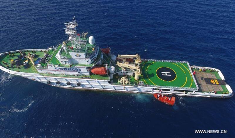 The Nan Hai Jiu 115 pictured on a drill in the South China Sea, published on the Facebook page of People's Daily on June 11, 2017.