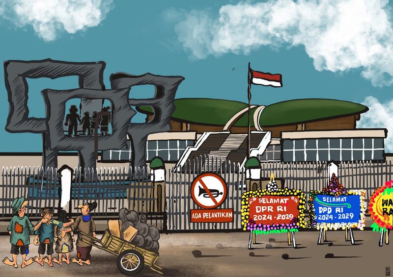 Selamat bertugas wakil rakyat, para anggota dewan terhormat! Karikatur oleh Guz Wid/BenarNews. https://www.benarnews.org/indonesian/karikatur/pelantikan-dpr-09302024212242.html