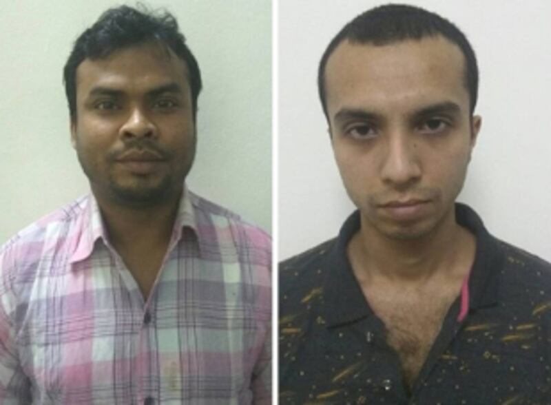 বাংলাদেশ পুলিশের পক্ষ থেকে সরবরাহ করা হাদিসুর রহমান সাগর (বামে) ও আকরাম হোসেন নিলয় এর ছবি।