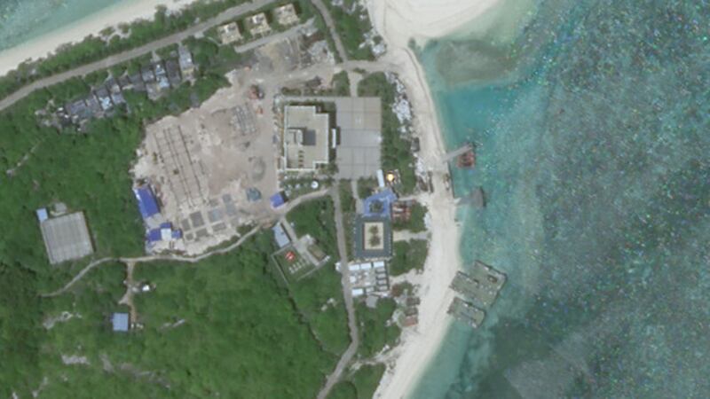 A zoomed-in shot of that same area shows blue roofed buildings, Sept. 22, 2020. [Planet Labs Inc.]