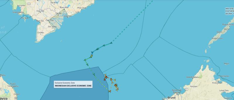 Jejak CCG 5901 China, kapal penjaga pantai terbesar di dunia, pada 29 Desember 2022 - Jan. 4, 2023. [MarineTraffic]