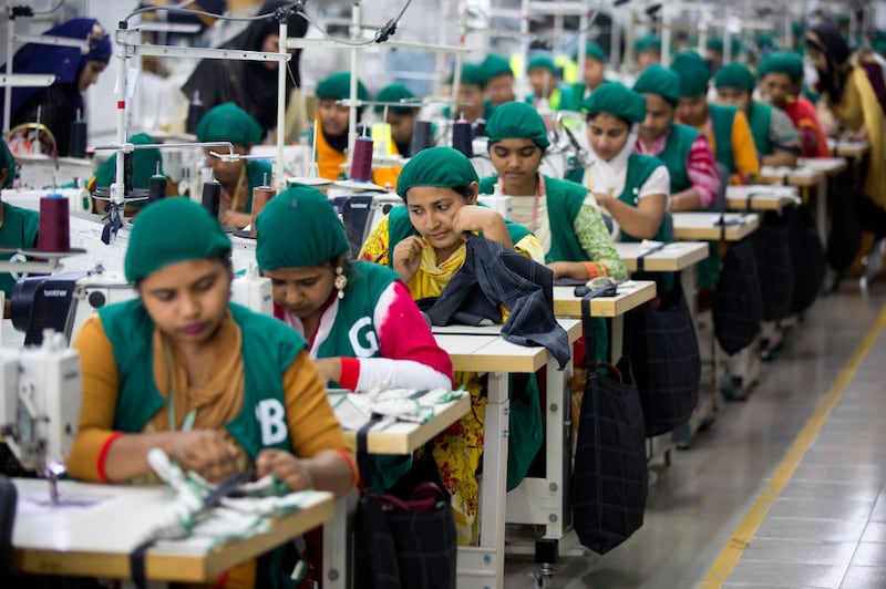 Trainees work at the Snowtex garment factory in Dhamrai, near Dhaka, April 19, 2018. [AP]