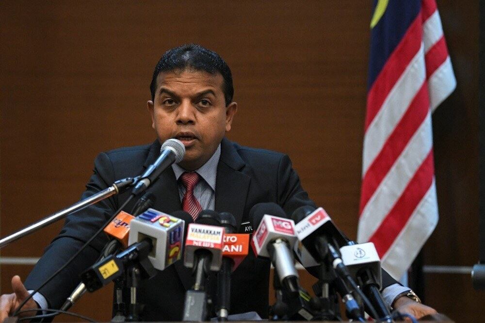 Ayob Khan Mydin Pitchay, the Malaysian police’s counterterrorism chief, speaks during a press conference at federal police headquarters in Kuala Lumpur, Sept. 11, 2019.