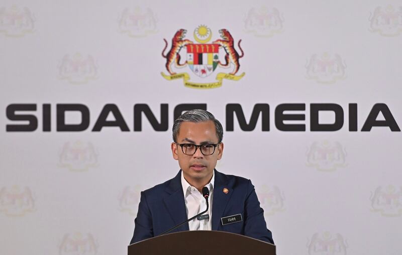 Menteri Komunikasi Fahmi Fadzil pada sidang media pascamesyuarat Kabinet di Putrajaya, 24 April 2024. [S. Mahfuz/BenarNews]