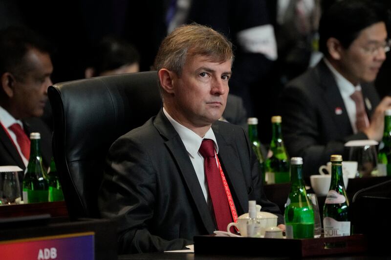 Duta Besar Ukraina Vasyl Hamianin menghadiri KTT G20 di Nusa Dua, Bali, 15 November 2022. [Dita Alangkara/AFP]