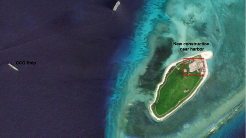 Drummond Island has had a swathe of land cleared and paved next to its port, Oct. 3, 2020. [Planet Labs Inc.]