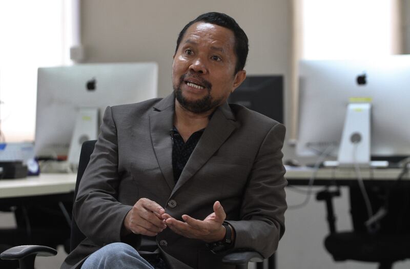 Ketua Umum Asosiasi Media Siber Indonesia (AMSI) Wenseslaus Manggut saat diwawancara di Jakarta, 29 September 2022. [Eko Siswono Toyudho/BenarNews]